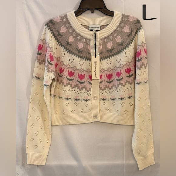 Freshman 1996 Sweaters - Pastel Floral Knit Cardigan